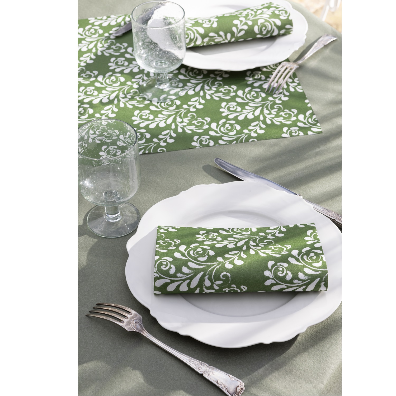 Lot de 20 serviettes en papier intissé 40x40 cm arabesque olive - francoise paviot