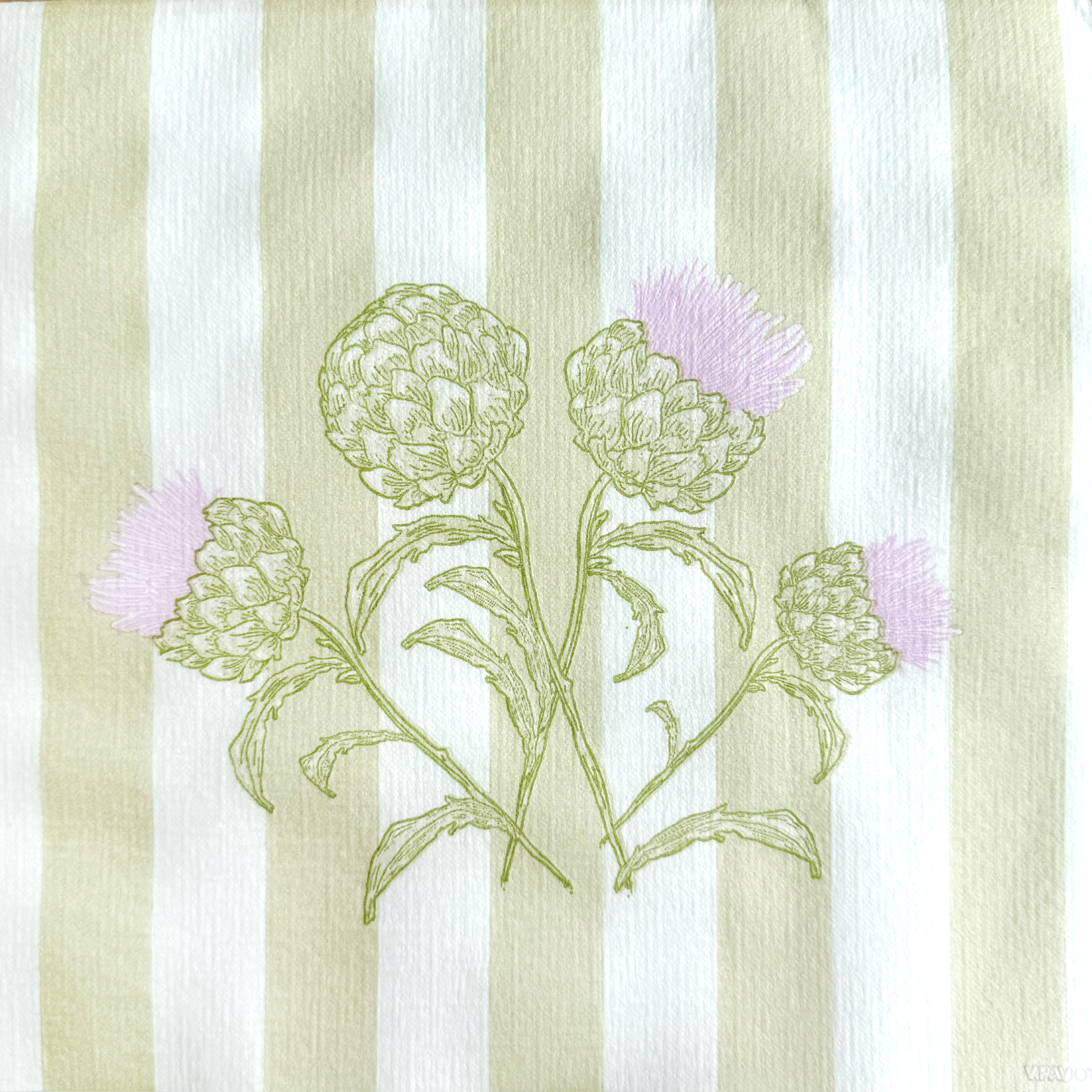 Lot de 20 serviettes en papier intissé 40x40 cm artichaut - francoise paviot