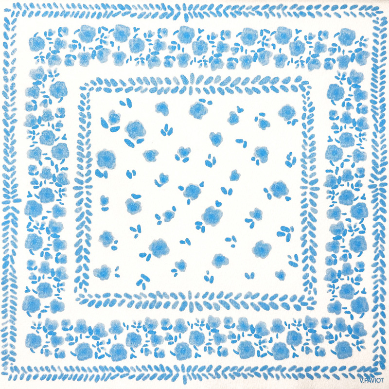 Lot de 20 serviettes en papier intissé 40x40 cm bandana bleu - francoise paviot