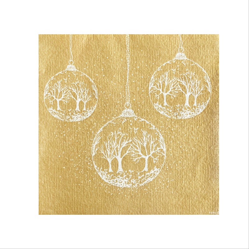 Lot de 20 serviette de table intissé 40 x 40 cm boule à neige or - francoise paviot