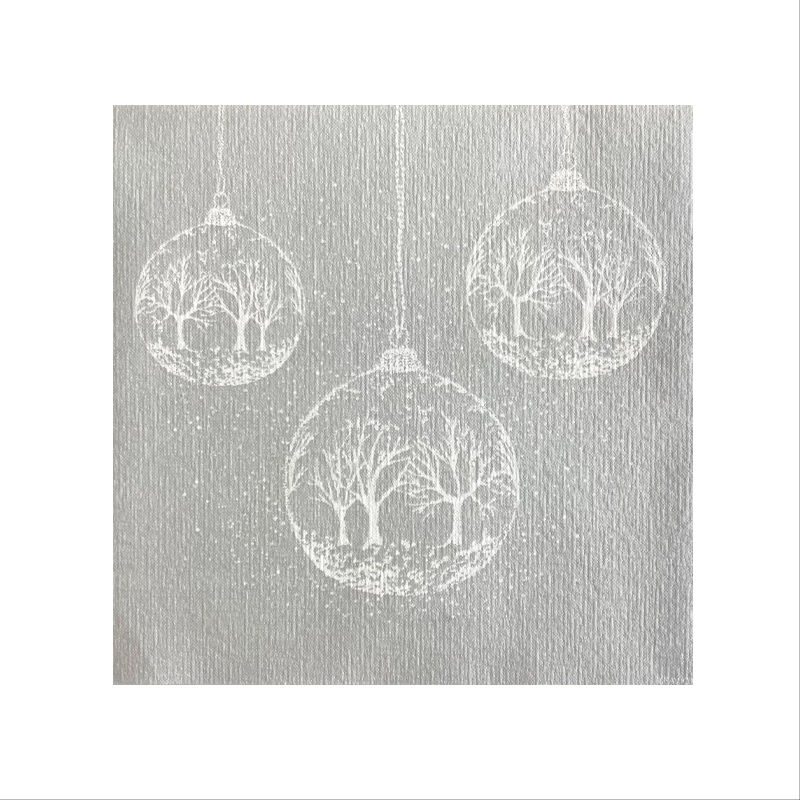 Lot de 20 serviette de table intissé 40 x 40 cm boule à neige argent - francoise paviot
