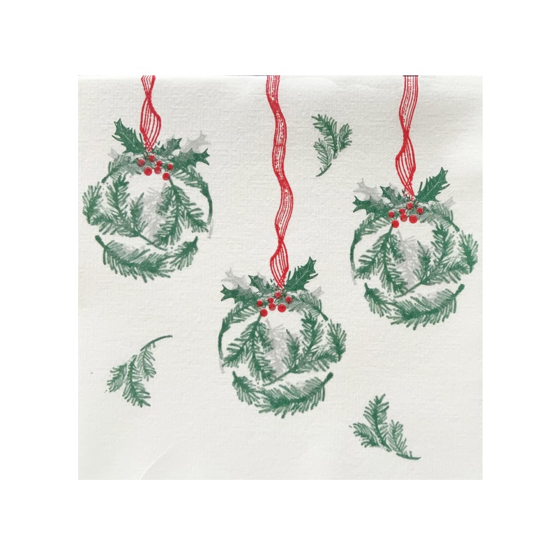 Lot de 20 serviettes de table intisse 40 x 40 cm boule sapin - francoise paviot