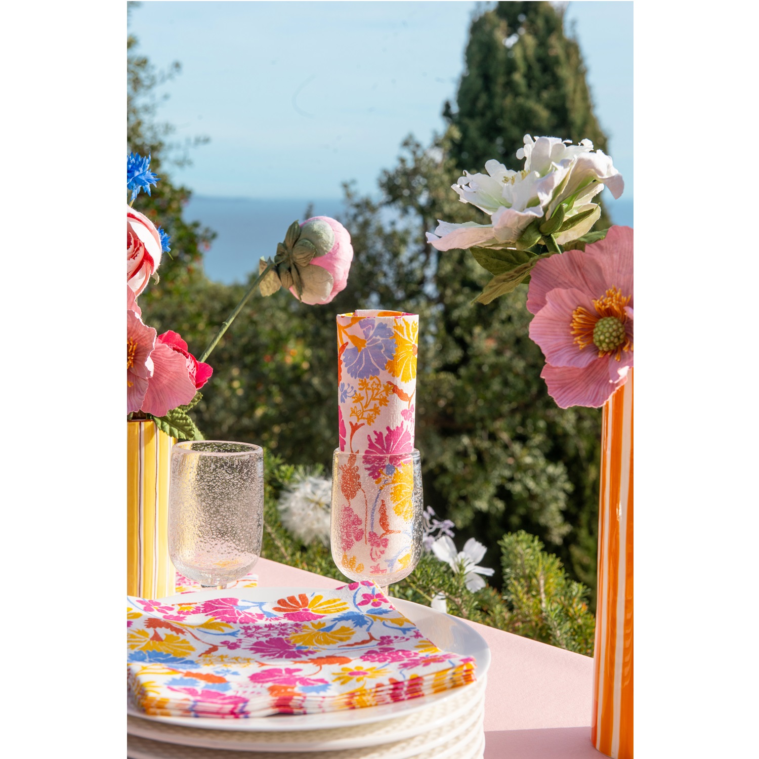 Lot de 20 serviette de table intissé 40 x 40 cm bouquet - francoise paviot