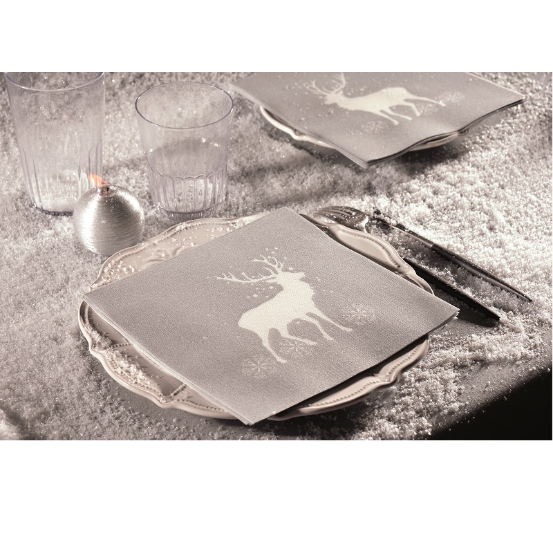 Lot de 20 serviettes de table intisse 40 x 40 cm cerf argent - francoise paviot