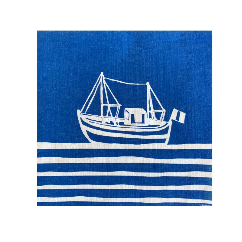 Lot de 20 serviettes en papier intissé 40x40 cm décor bleu chalutier- francoise paviot