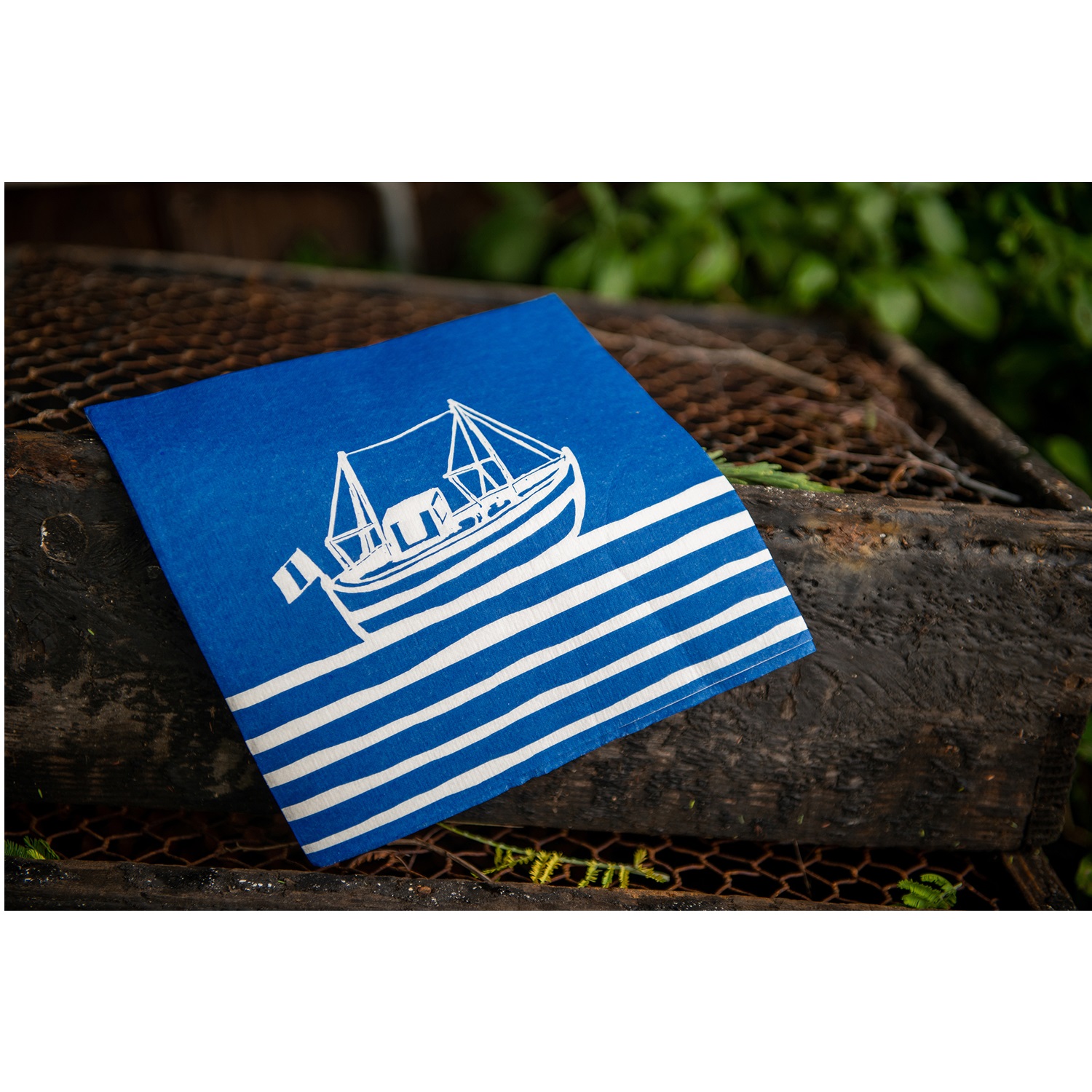 Lot de 20 serviettes en papier intissé 40x40 cm décor bleu chalutier- francoise paviot