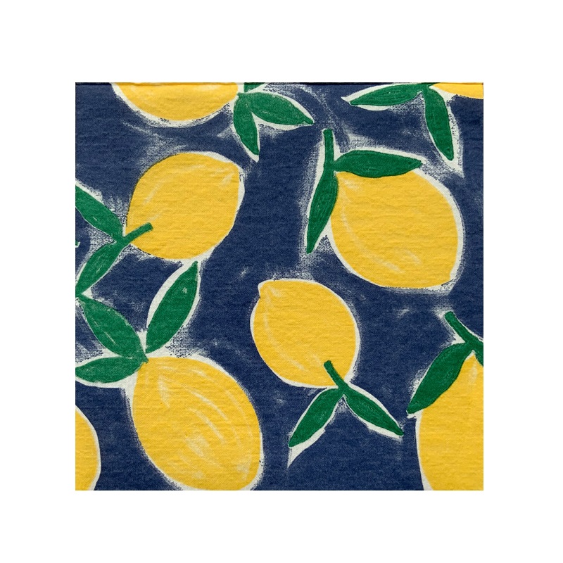 Lot de 20 serviettes de table intisse 40 x 40 cm citron bleu - francoise paviot