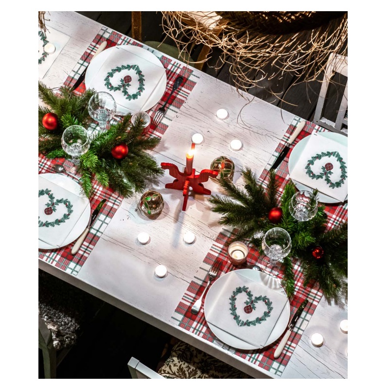 Lot de 20 serviettes de table intisse 40 x 40 cm coeur sapin - francoise paviot