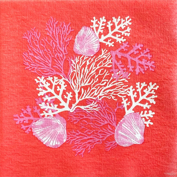 Lot de 20 serviettes en papier intissé 40x40 cm corail - francoise paviot