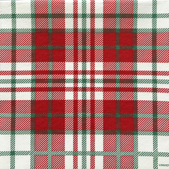 Lot de 20 serviettes de table intisse 40 x 40 cm ecossais vert- francoise paviot