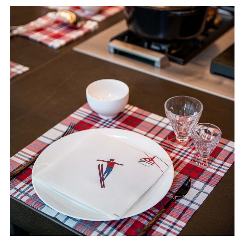 Lot de 20 serviettes de table intisse 40 x 40 cm ecossais vert- francoise paviot