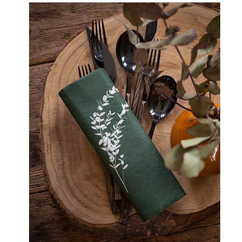 Lot de 20 serviettes de table intisse 40 x 40 cm eucalyptus - francoise paviot