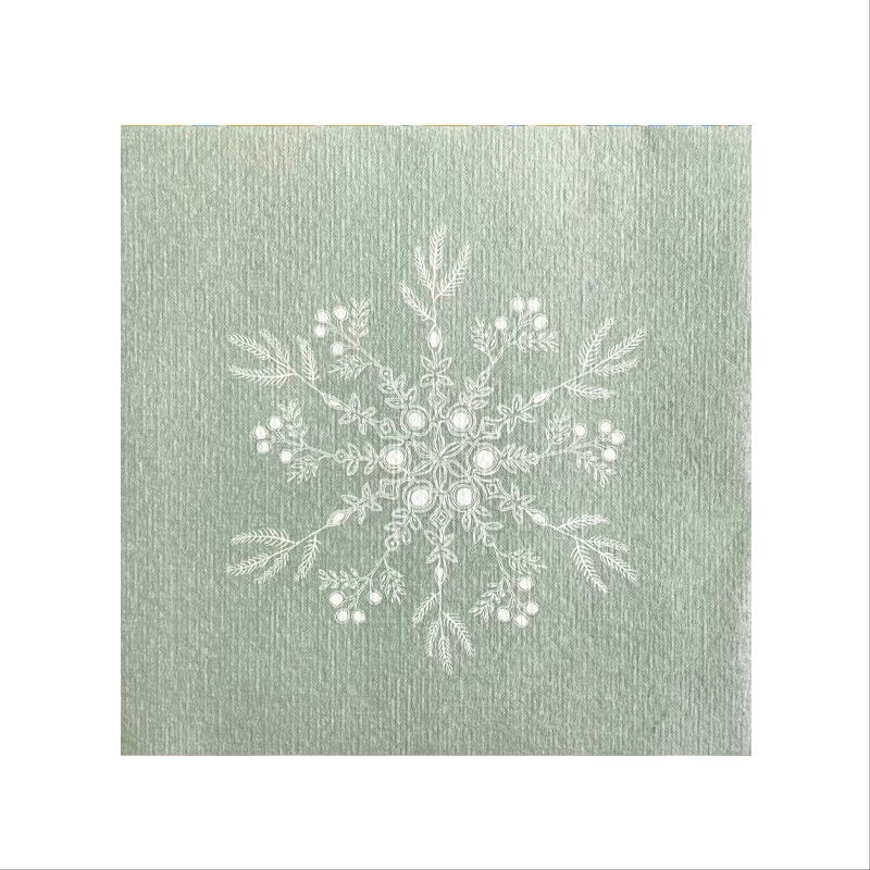 Lot de 20 serviette de table intissé 40 x 40 cm fleur des neiges vert - francoise paviot