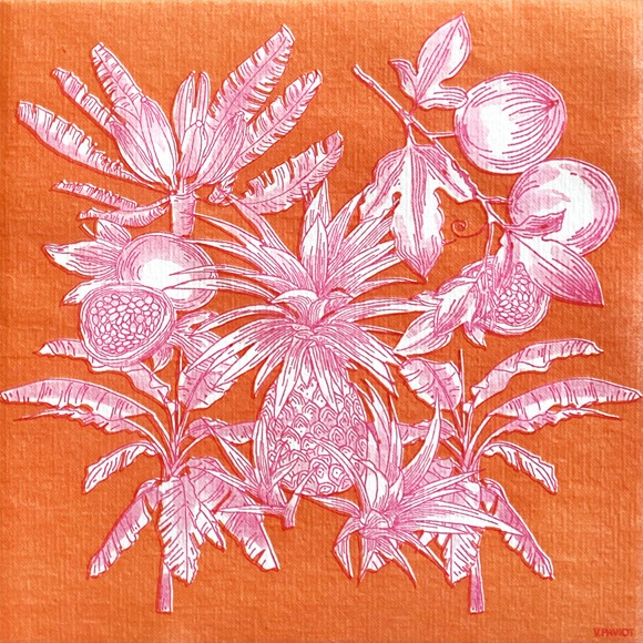 Lot de 20 serviettes en papier intissé 40x40 cm fruits exotiques orange - francoise paviot