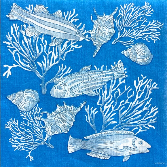 Lot de 20 serviettes en papier intissé 40x40 cm fonds marins - francoise paviot