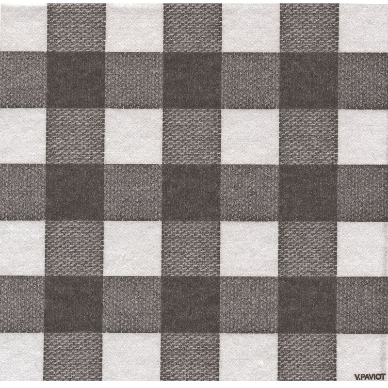 Lot de 20 serviettes de table intisse 40 x 40 cm grand vichy noir- francoise paviot