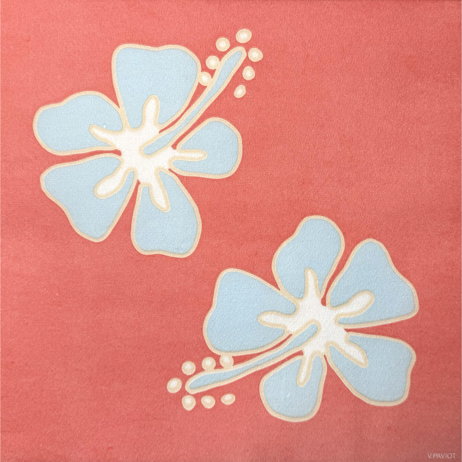 Lot de 20 serviettes en papier intissé 40x40 cm hibiscus corail - francoise paviot