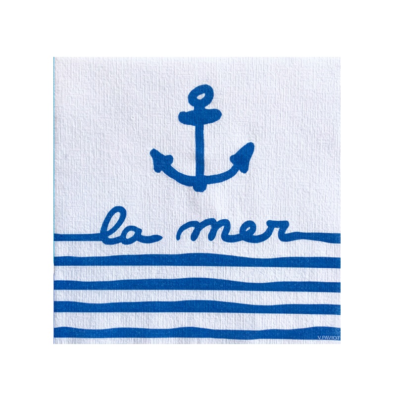 Lot de 20 serviettes de table intisse 40 x 40 cm la mer - francoise paviot
