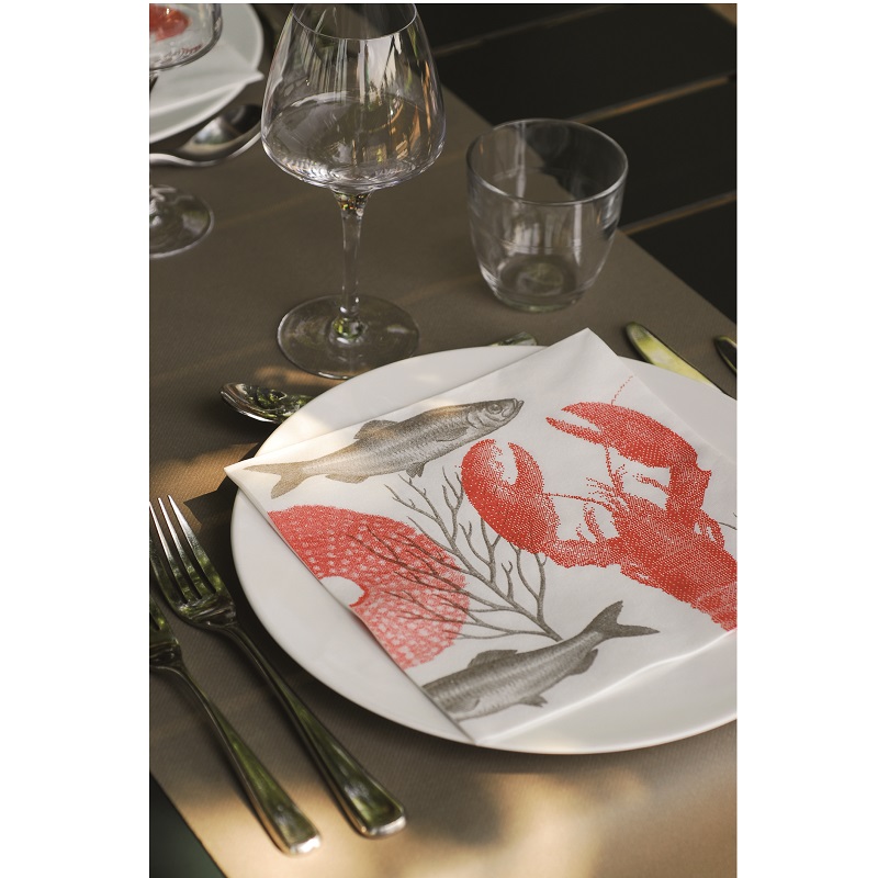 Lot de 20 serviettes de table intisse 40 x 40 cm homard orange - francoise paviot