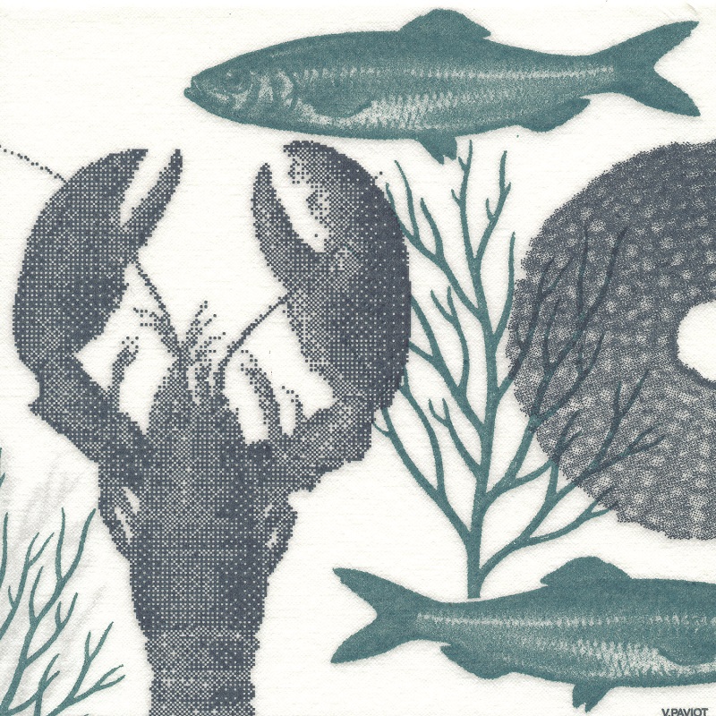 Lot de 20 serviettes de table intisse 40 x 40 cm homard bleu - francoise paviot