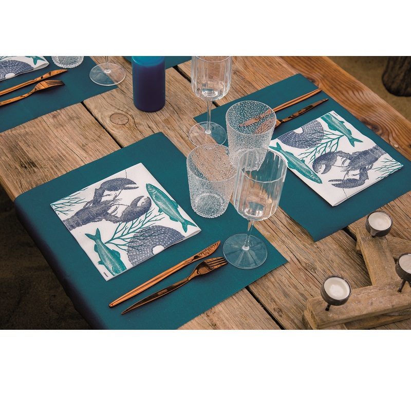 Lot de 20 serviettes de table intisse 40 x 40 cm homard bleu - francoise paviot