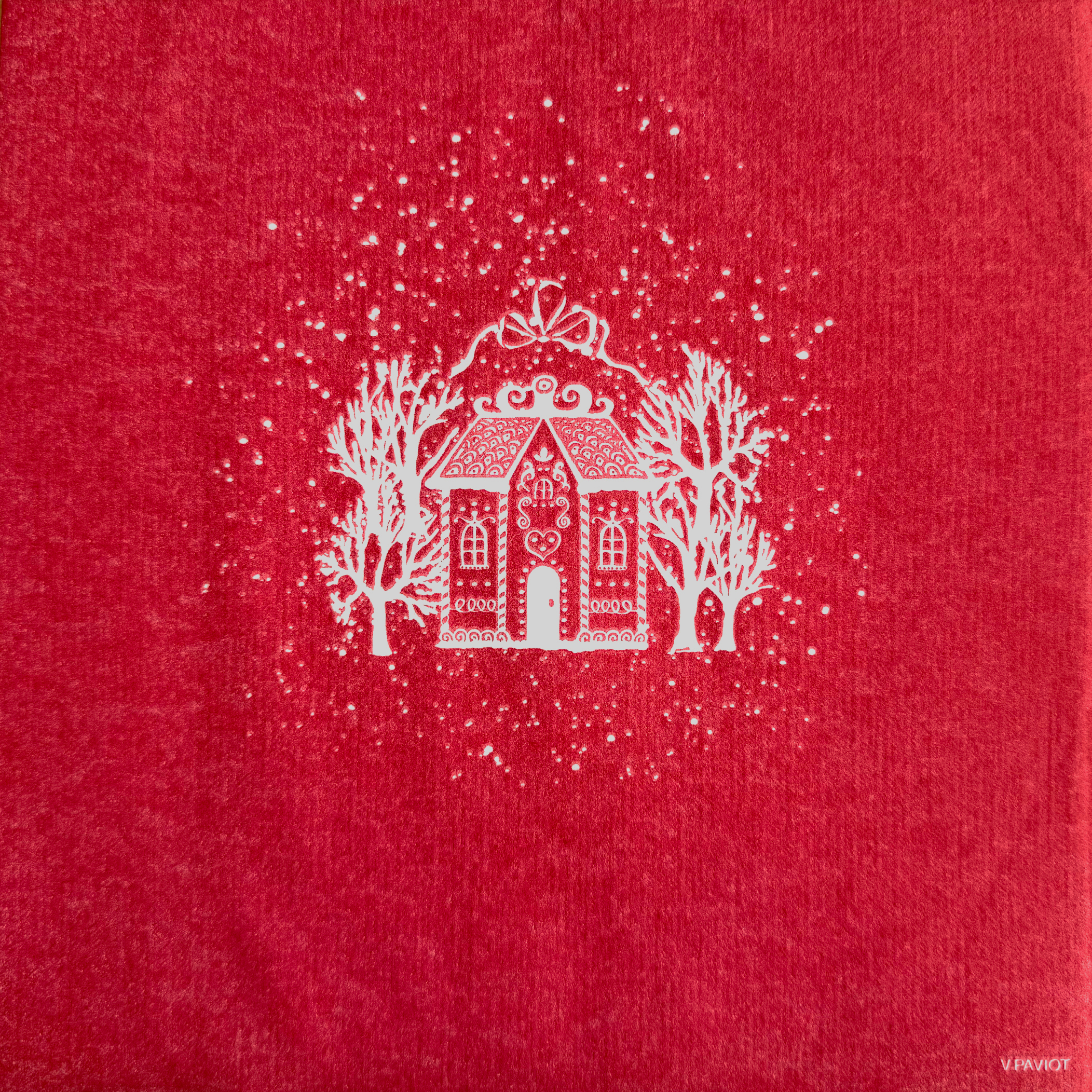 Lot de 20 serviettes en papier intissé 40x40 cm maison pain d'épices rouge - francoise paviot