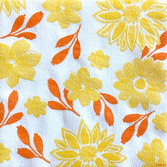 Lot de 20 serviettes en papier intissé 40x40 cm maxi fleur jaune - francoise paviot