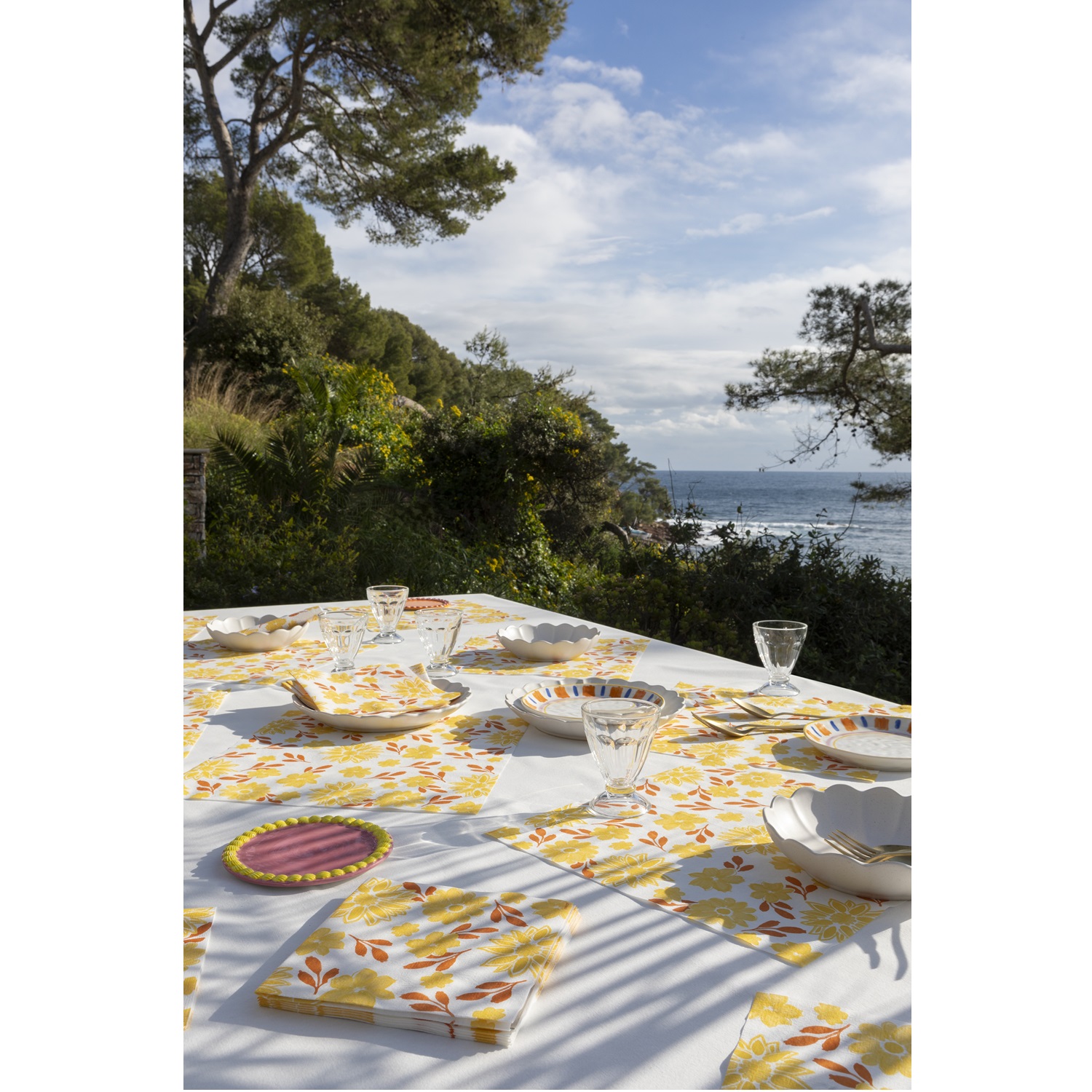Lot de 20 serviettes en papier intissé 40x40 cm maxi fleur jaune - francoise paviot