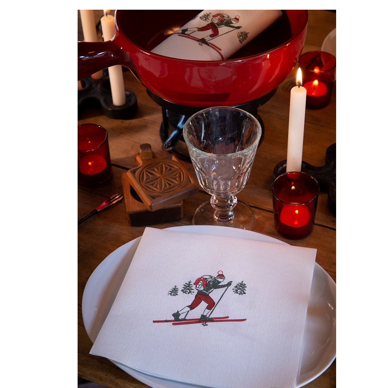 Lot de 20 serviettes de table intisse 40 x 40 cm ski nordic - francoise paviot