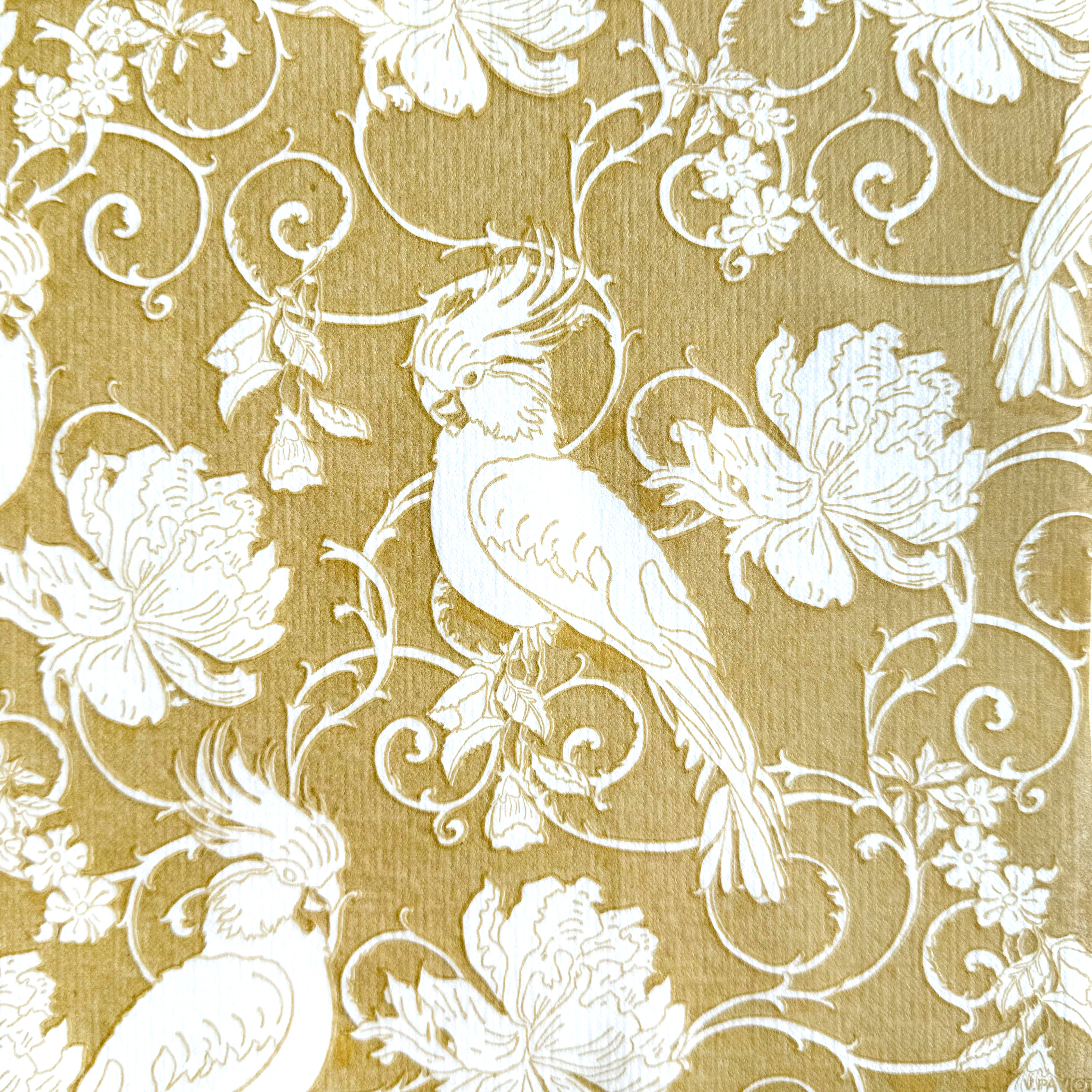 Lot de 20 serviettes en papier intissé 40x40 cm perruche or - francoise paviot