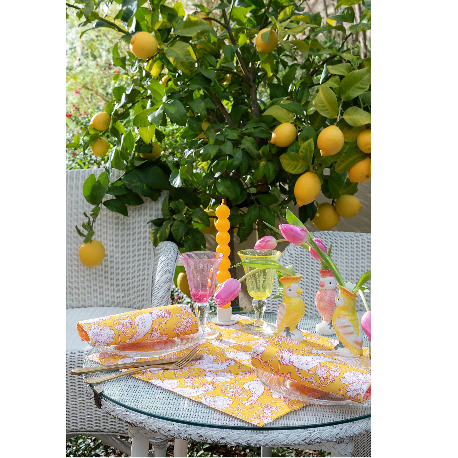 Lot de 20 serviettes en papier intissé 40x40 cm perruche jaune - francoise paviot