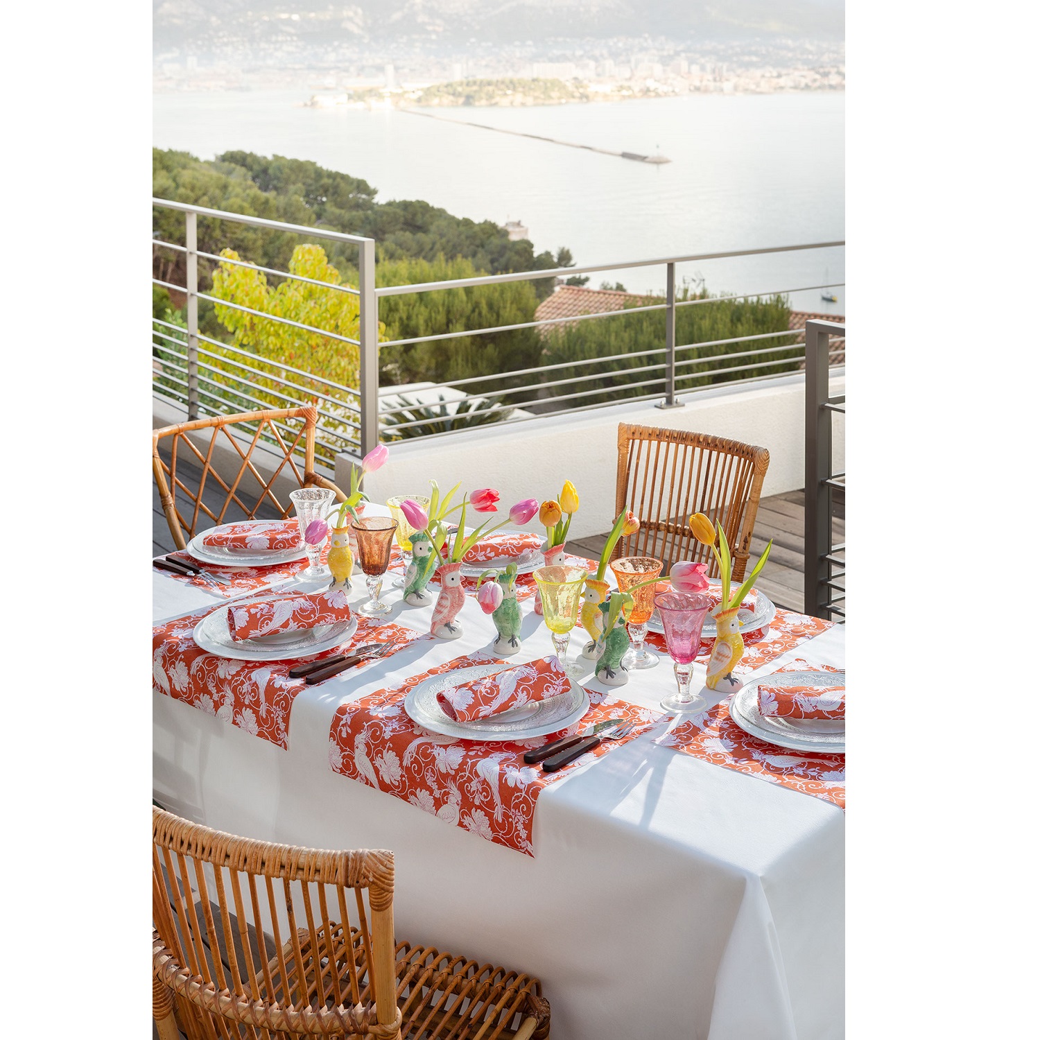 Lot de 20 serviettes en papier intissé 40x40 cm perruche orange - francoise paviot