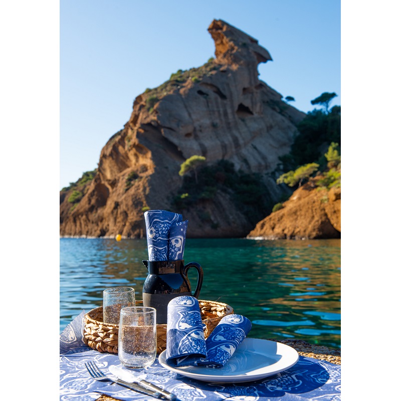 Lot de 20 serviettes de table intisse 40 x 40 cm pescado bleu - francoise paviot