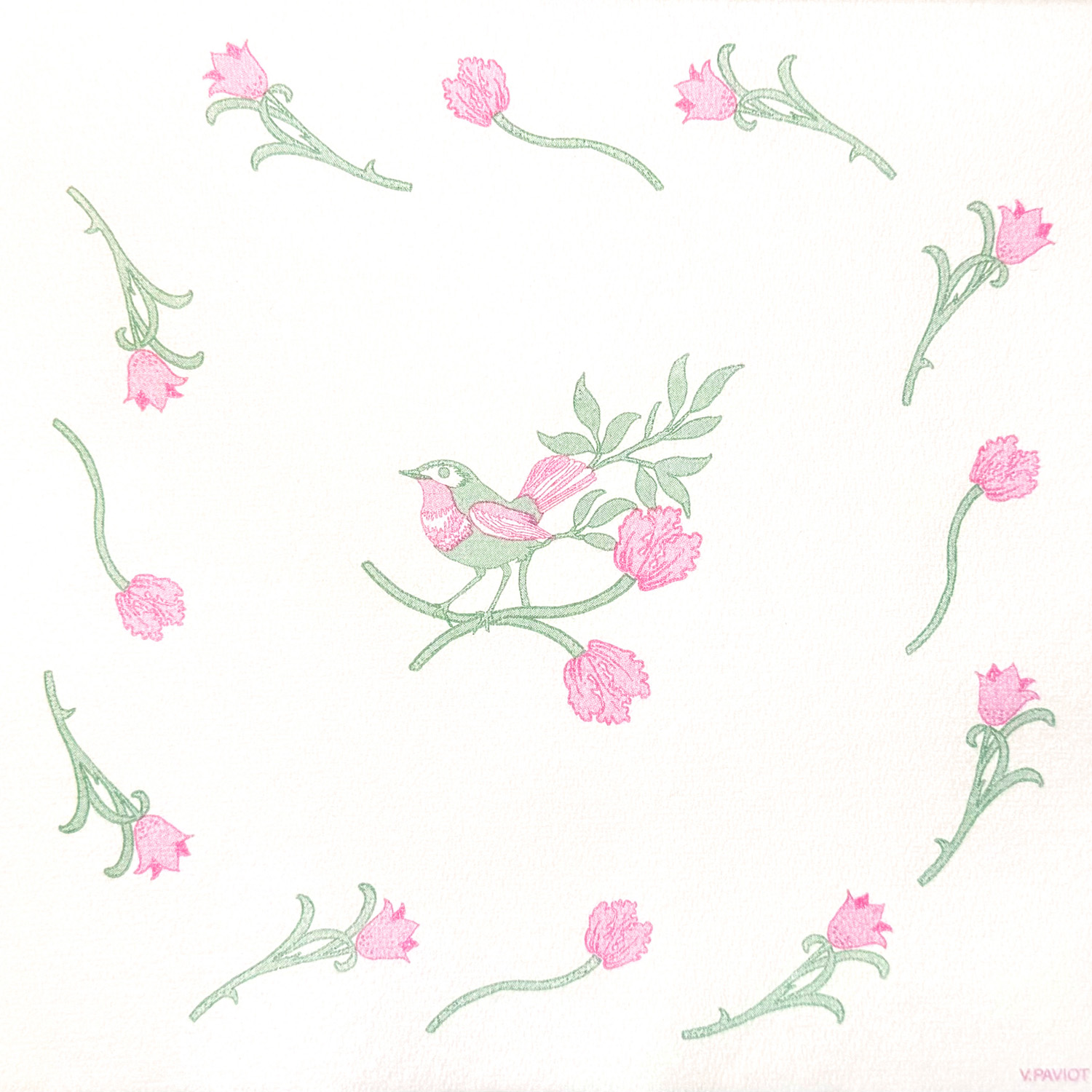 Lot de 20 serviettes en papier intissé 40x40 cm pinson - francoise paviot