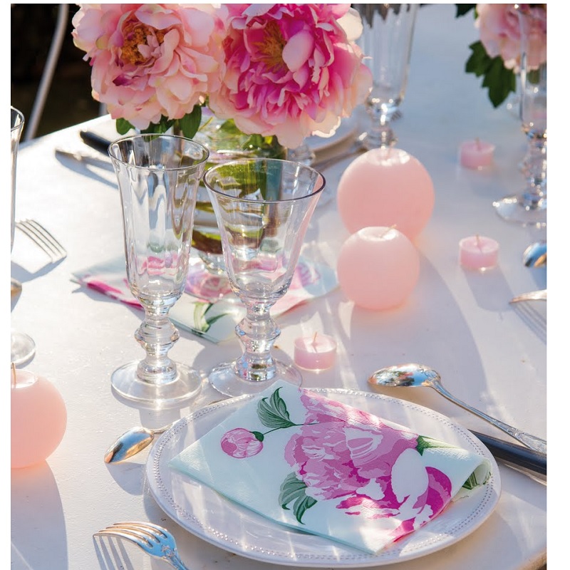 Lot de 20 serviettes de table intisse 40 x 40 pivoine - francoise paviot