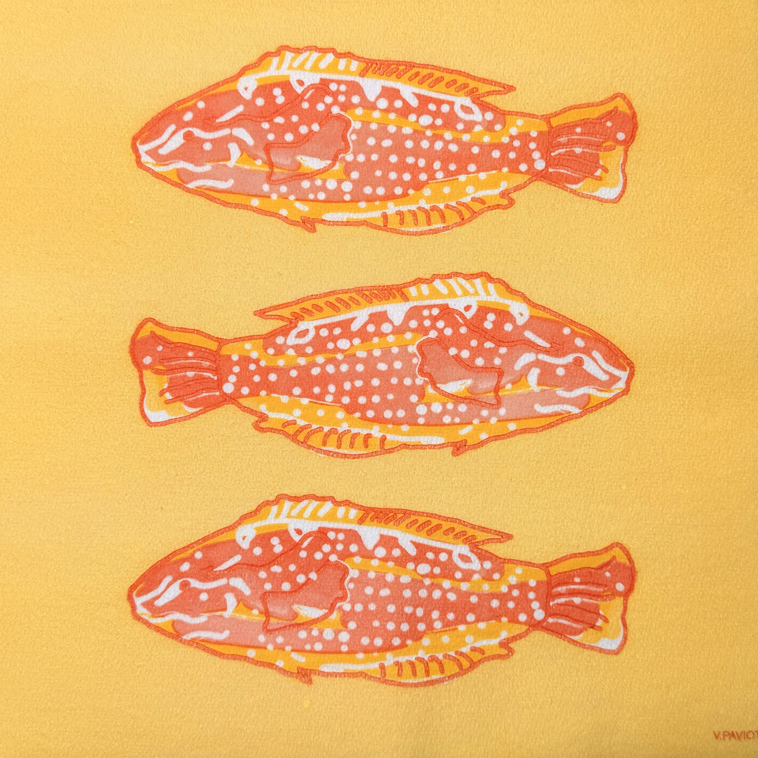 Lot de 20 serviettes en papier intissé 40x40 cm poisson lumineux jaune - francoise paviot