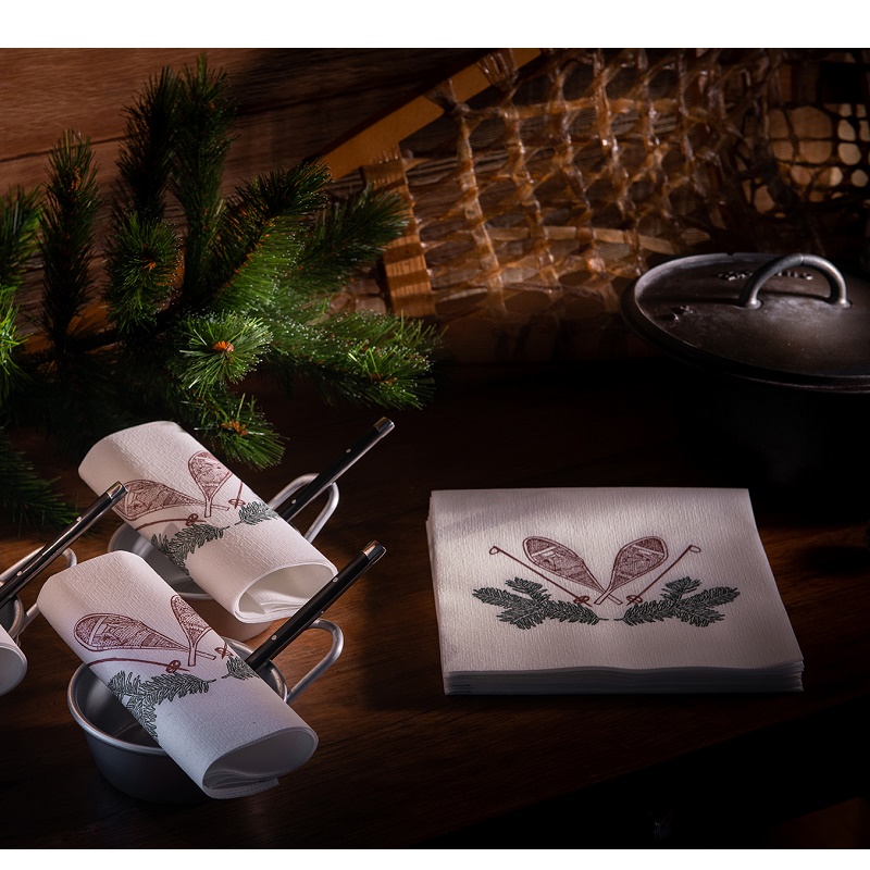 Lot de 20 serviettes de table intisse 40 x 40 cm raquette neige - francoise paviot