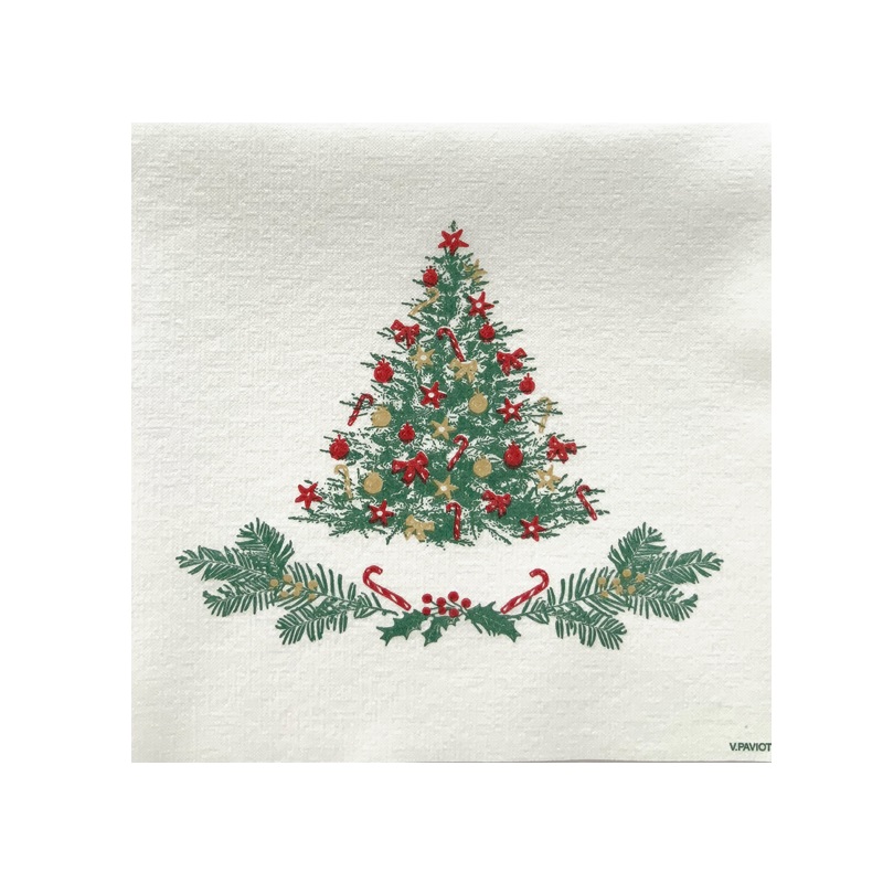Lot de 20 serviettes de table intisse 40 x 40 cm sapin de noel - francoise paviot