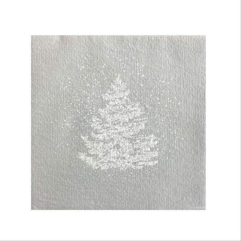 Lot de 20 serviette de table intissé 40 x 40 cm sapin roi des forêts argent - francoise paviot