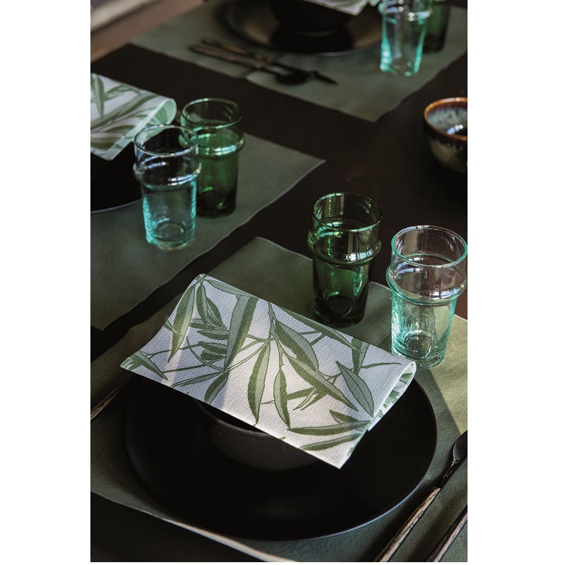 Lot de 20 serviettes de table intisse 40 x 40 cm saule - francoise paviot