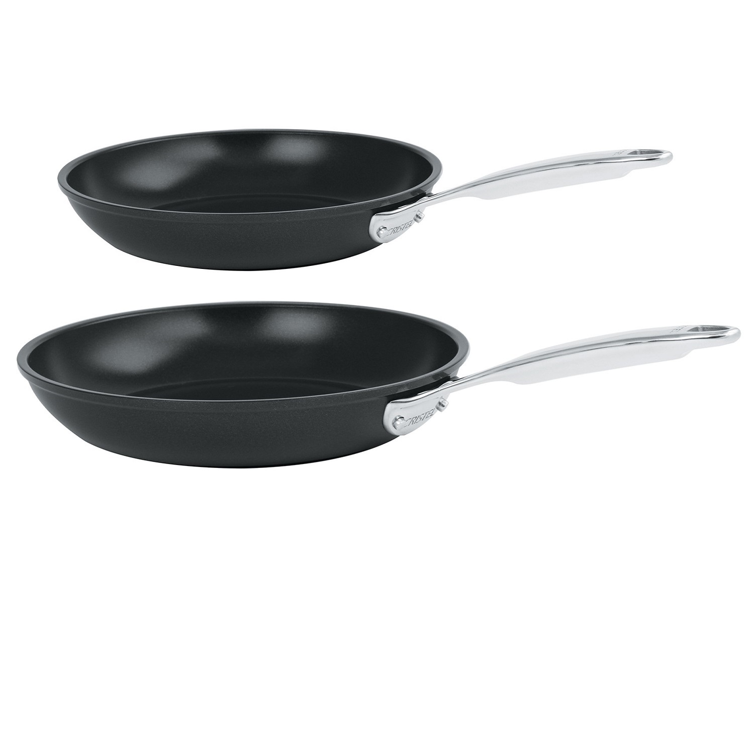 Lot de 2 poêles en aluminium castel pro fixe ultralu, revêtement céramique ceraliss+, ø24 - ø28 cm - cristel