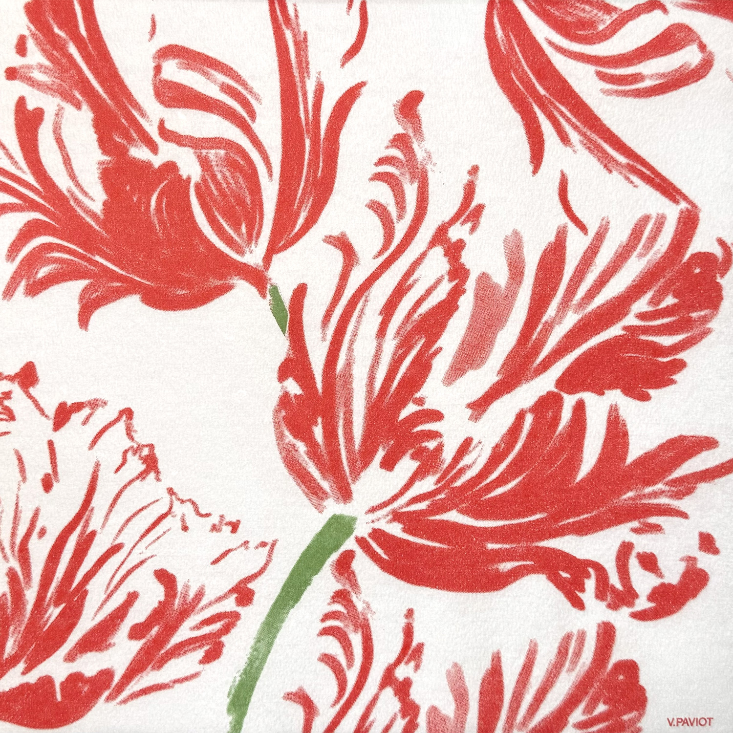 Lot de 20 serviettes en papier intissé 40x40 cm tulipe rouge - francoise paviot
