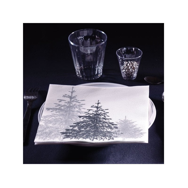Lot de 20 serviettes de table intisse 40 x 40 cm wald argent - francoise paviot