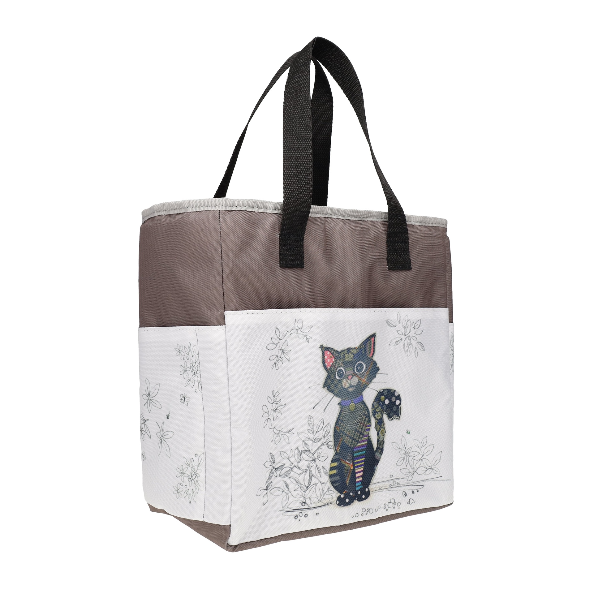 Lunch bag isotherme en matière recyclé 35cm kook chat noir - kiub