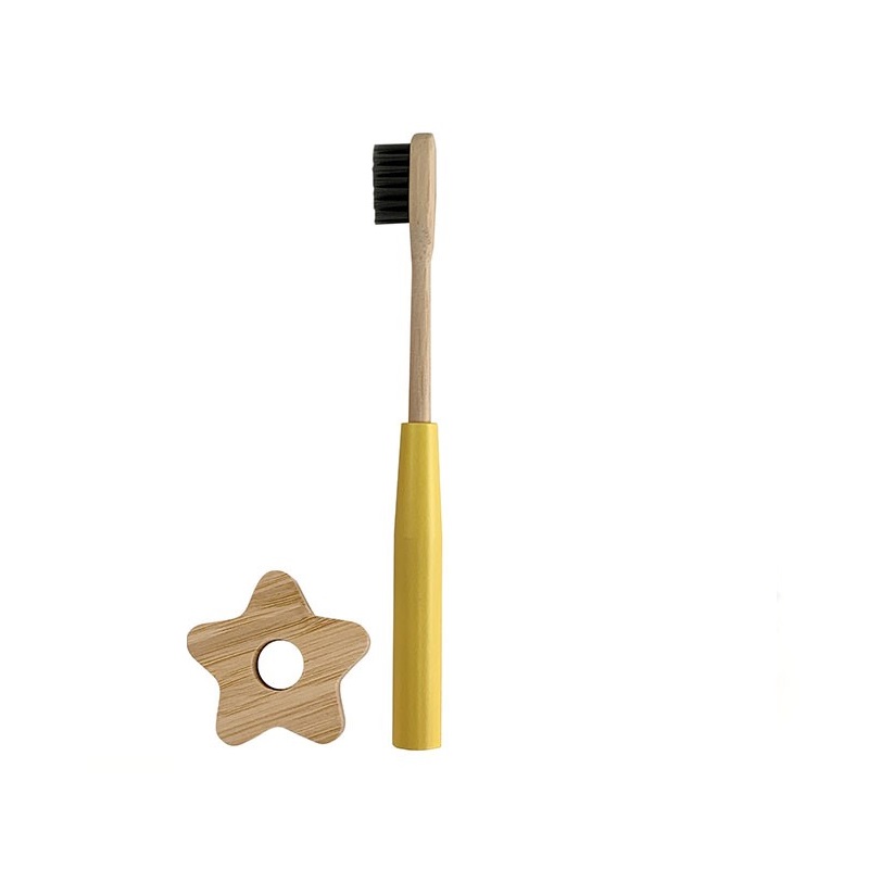 Brosse a dents souple jaune a tete changeable avec socle - cookut