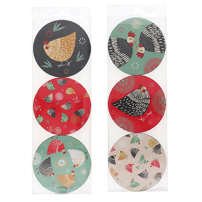 Dessous de verre ronds x 6 cocotes assortis - kiub