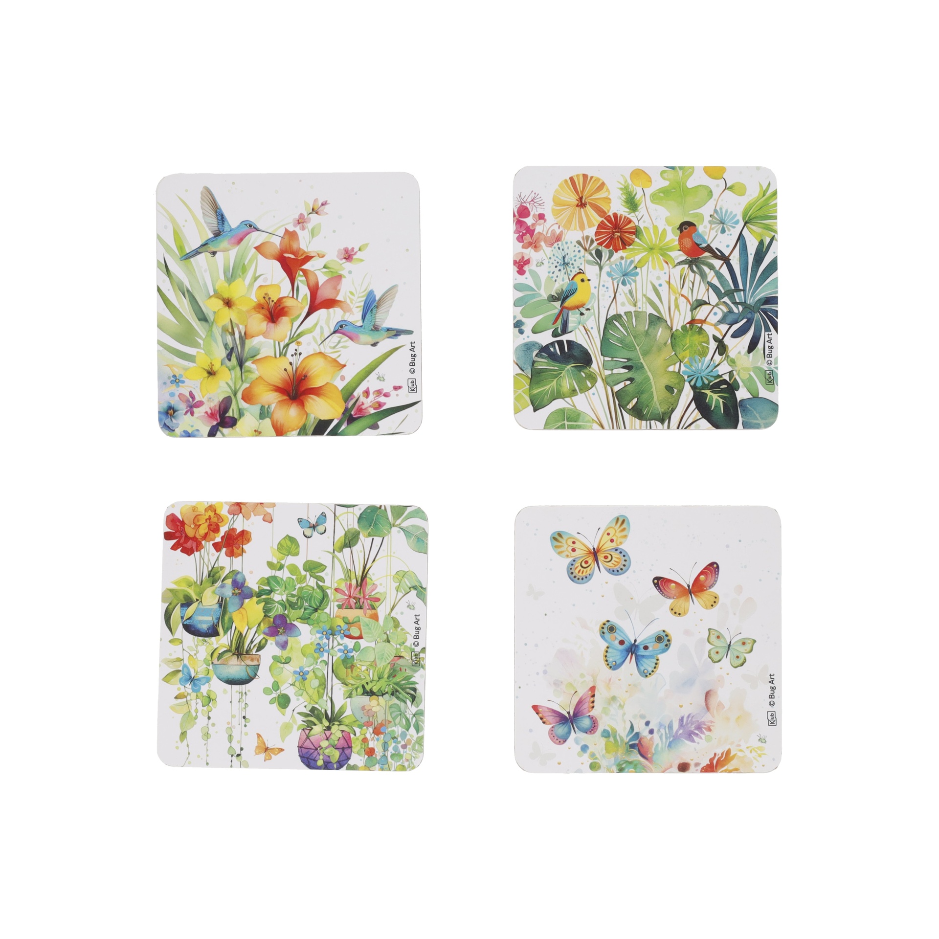 Lot de 4 dessous de verres carrés portfolio assortis - kiub