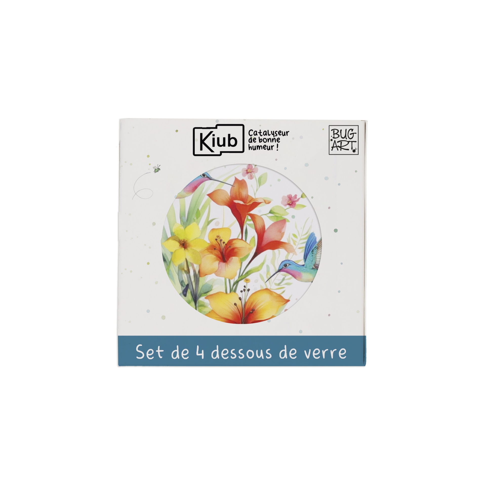 Lot de 4 dessous de verres carrés portfolio assortis - kiub