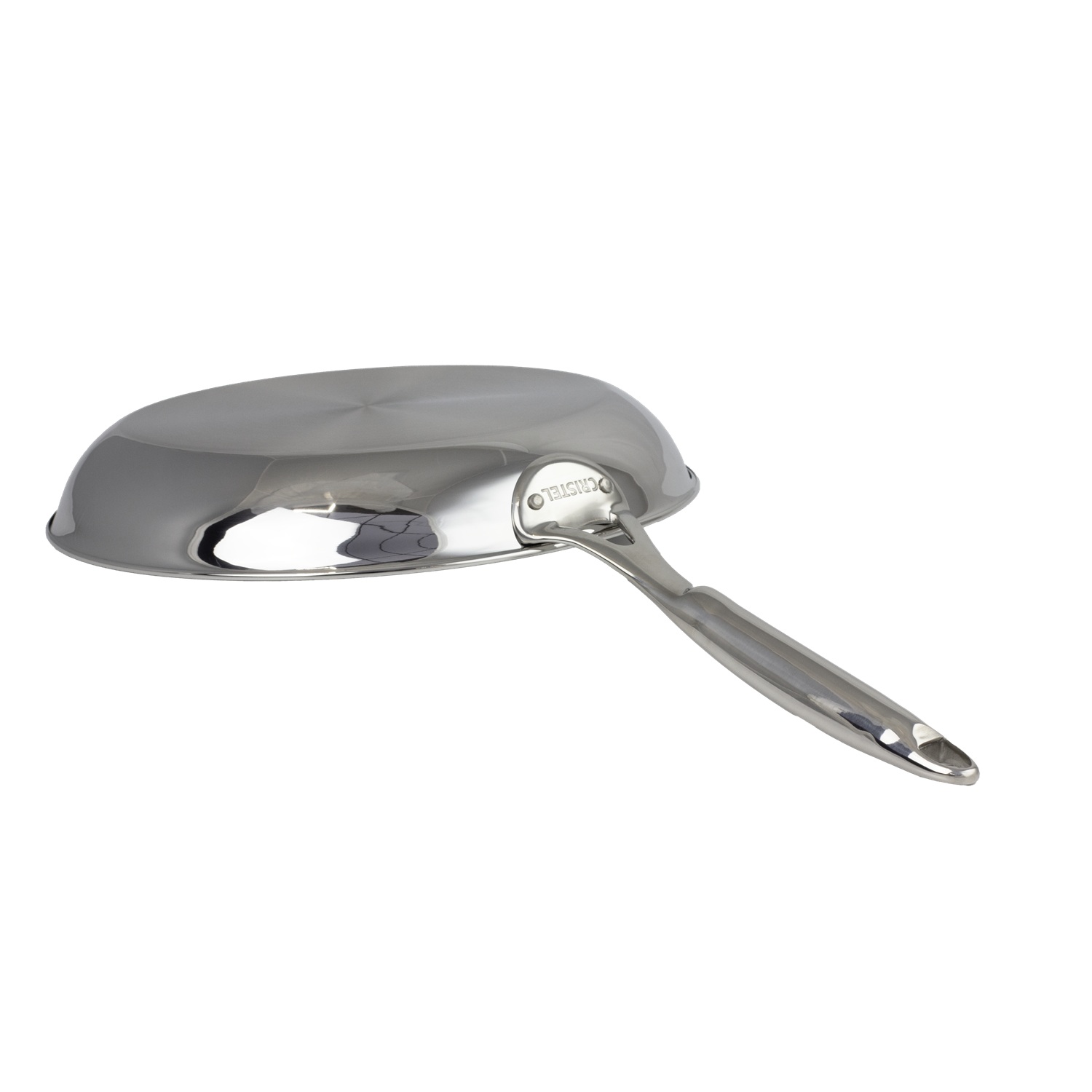 Lot de 2 poêles inox 24 et 28 cm castel pro 5 ply poignée fixe - cristel