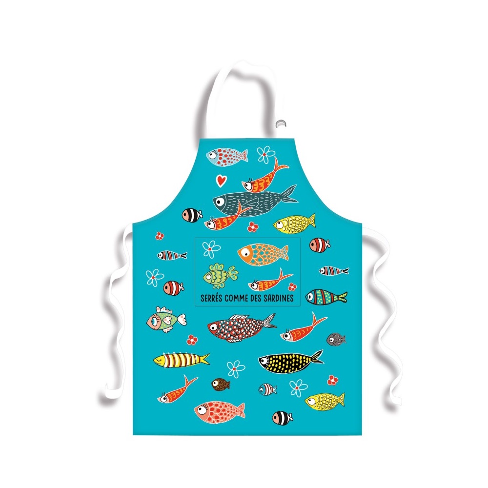 Tablier en coton 90 x 70 cm serres comme des sardines - moldeo